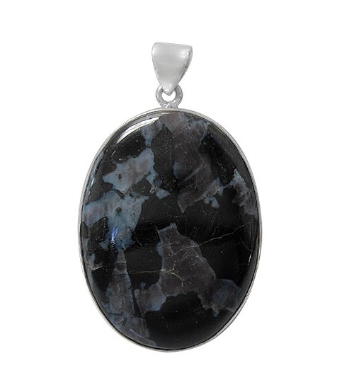 Oval Indigo Gabbro Pendant, Sterling Silver